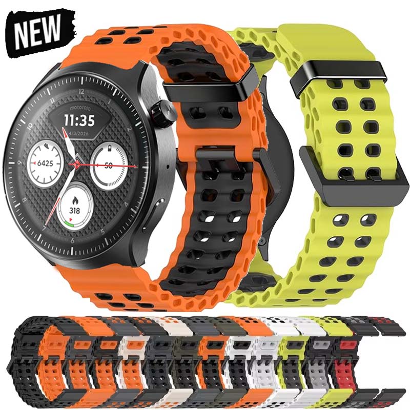 Motorola Smartwatch Accessories - Nefes Alabilen, İki Renkli Silikon Kordon,